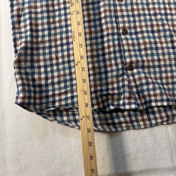 Johnnie O Hangin Out Mens Plaid Button Down Shirt Mariner Blue Brown Medium - Picture 4 of 11